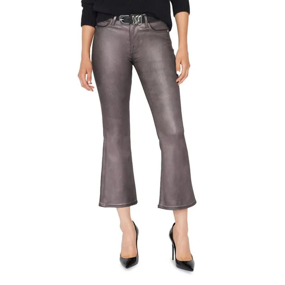 FRAME Le Crop Mini Boot Grey Noir Coated High Rise Cropped Bootcut Jeans SZ 28